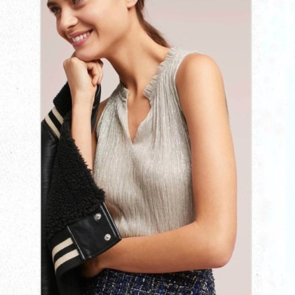 Anthropologie Vanessa Virginia Ellin Metallic Top S